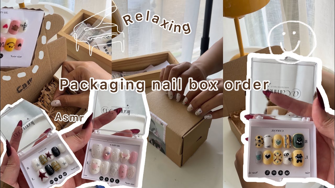 “Packaging Nail Box Orders with Relaxing Crinkle Sounds 🎁💅 | ASMR”