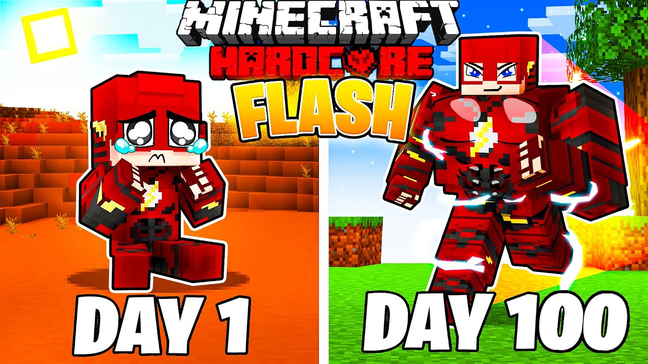 I Survived 100 DAYS as FLASH in HARDCORE Minecraft!