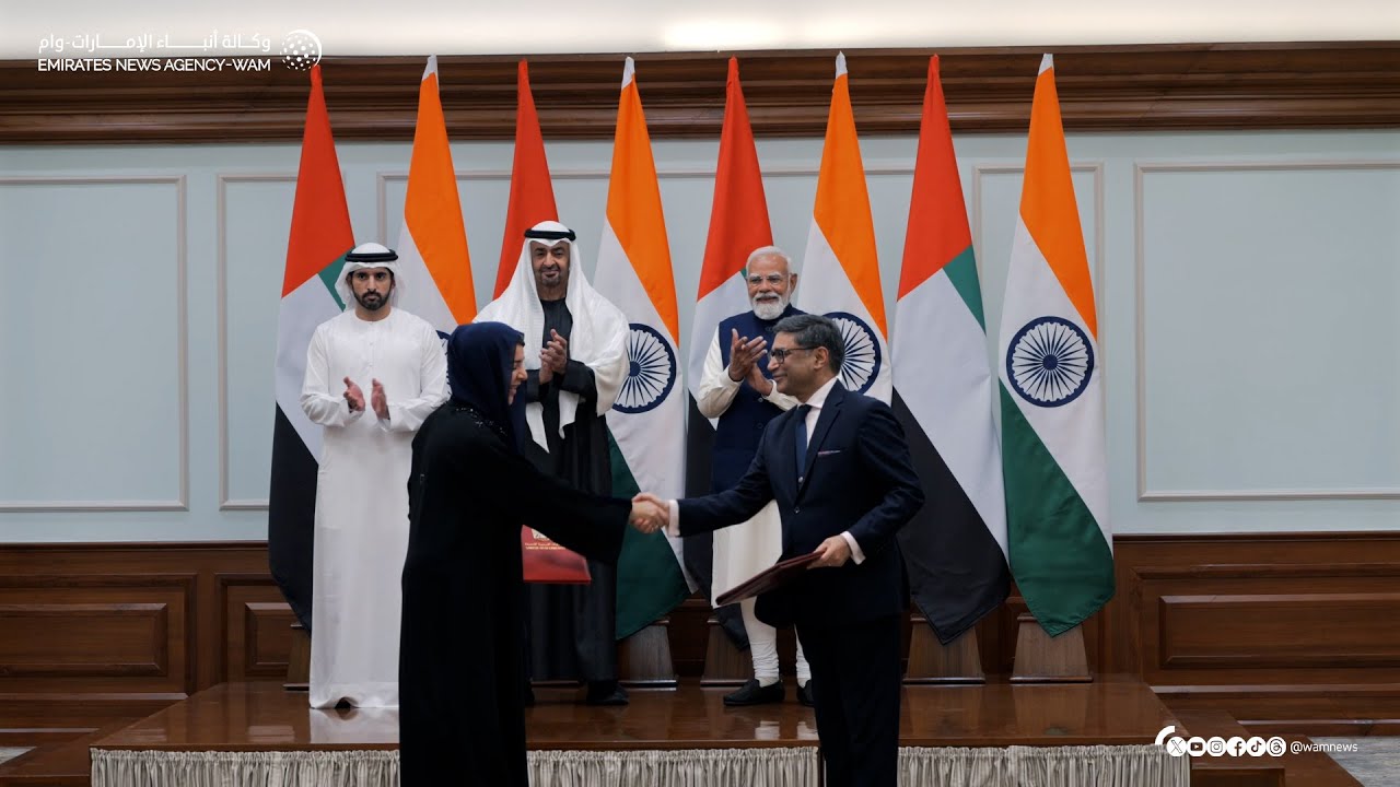 رئيس الدولة ورئيس وزراء الهند يشهدان تبادل عدد من الاتفاقيات والمذكرات بين البلدين