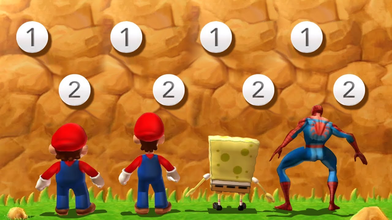 Mario Party 9 Boss MiniGames - Mario Vs SpongeBob Vs Luigi Vs Spider Man (Master Cpu)