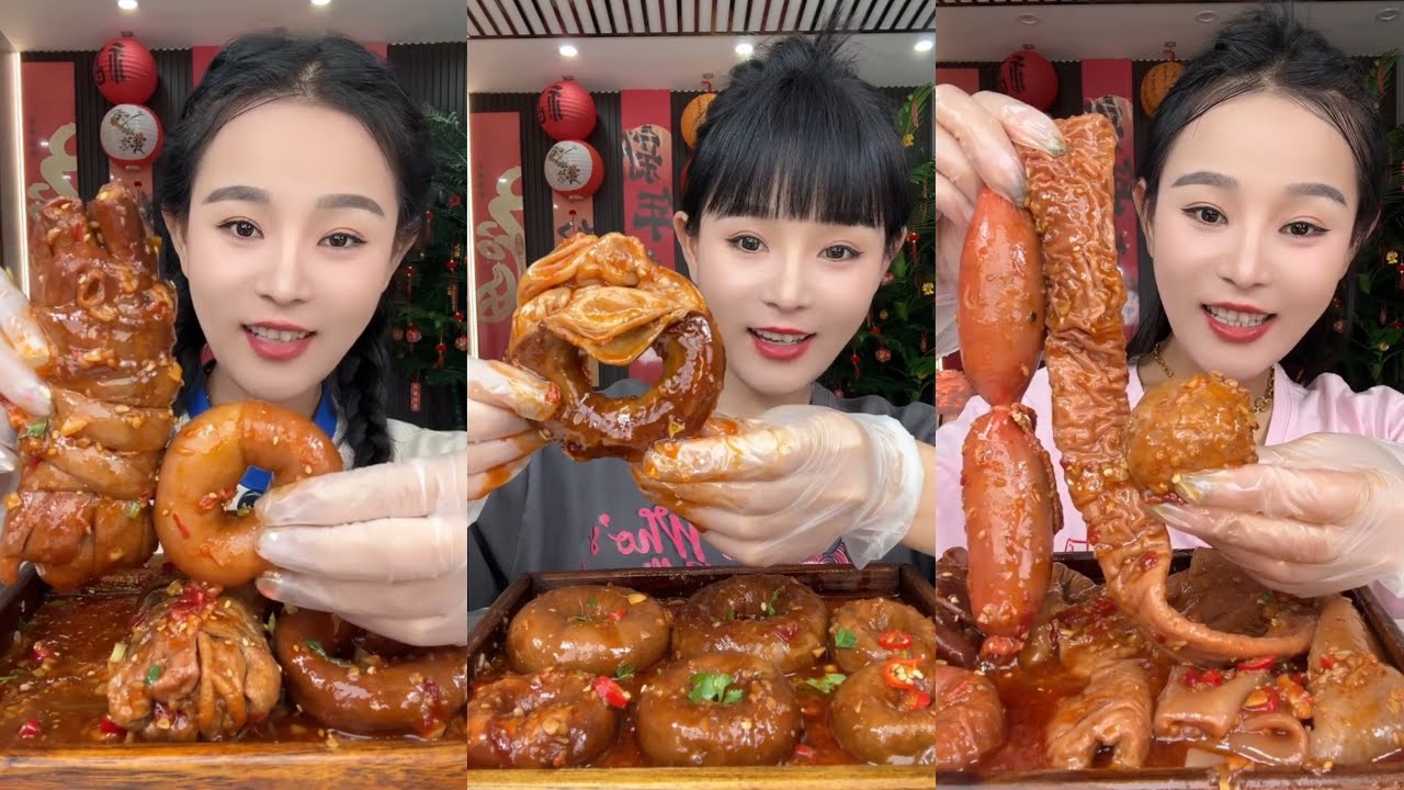 Eating Mukbang Show 먹방 | Spicy Chinese Foods (Chewy Sounds) Pork Gut and Sheep Brains🌶 吃血肠+辣味中餐