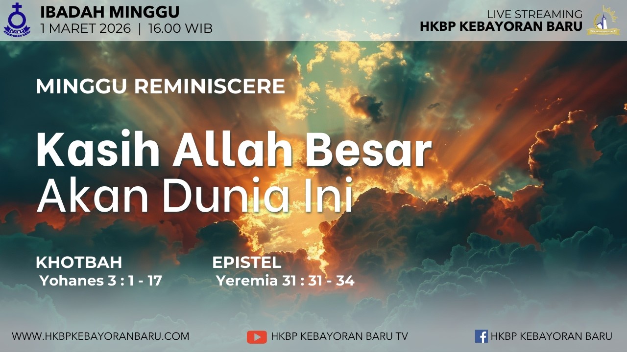 Ibadah Bahasa Indonesia, Minggu 1 Maret 2026, pkl 16.00 WIB