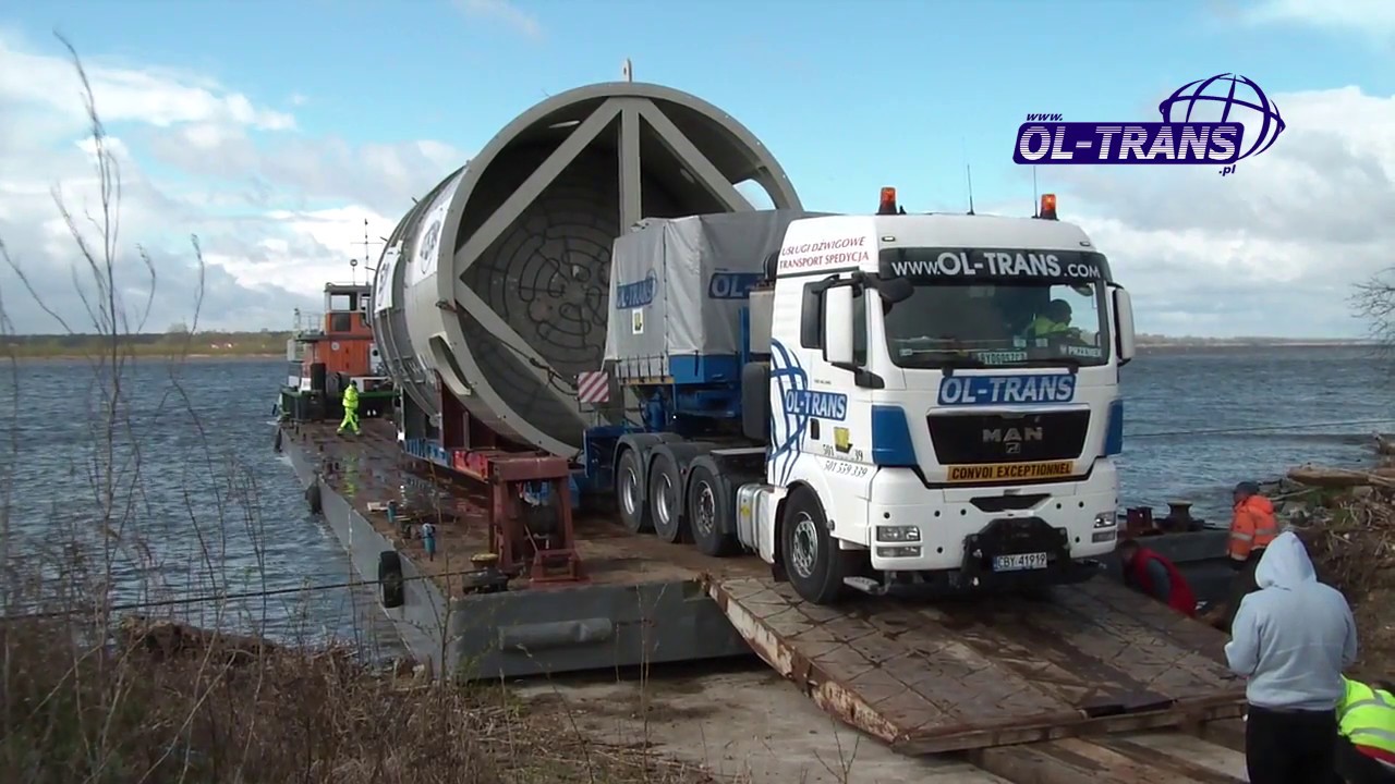 OL-TRANS Transport zbiornika ponadgabarytowego, transport promem