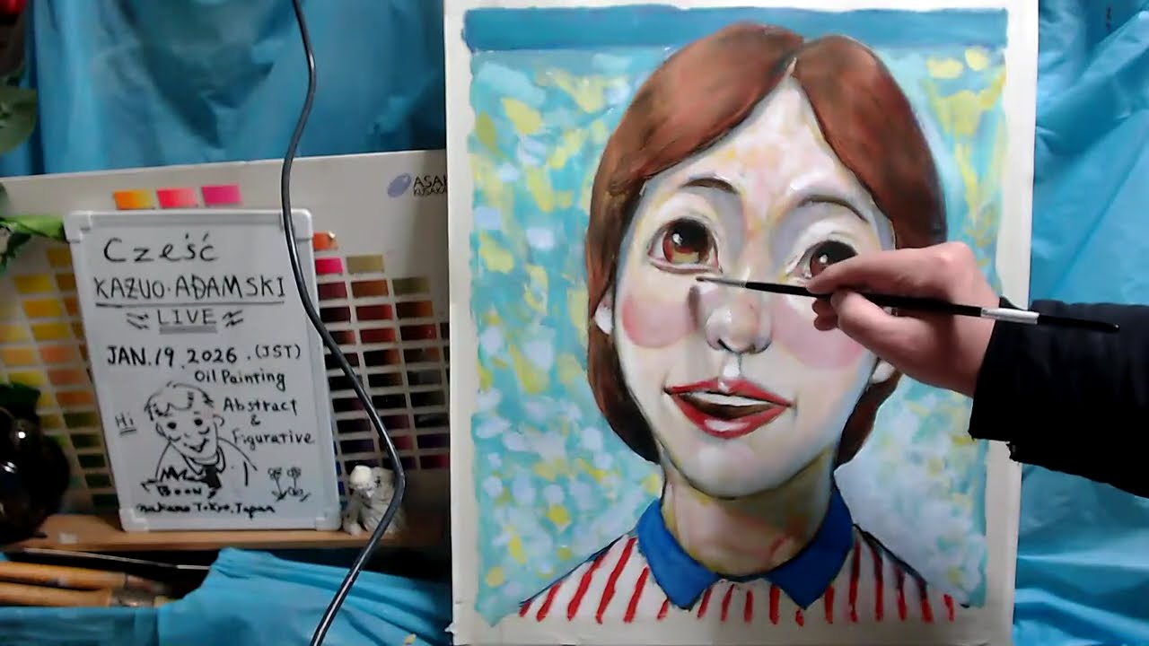 Oil painting  portrait day 3  op1623-3  [LIVE]--  "Contemporary art"