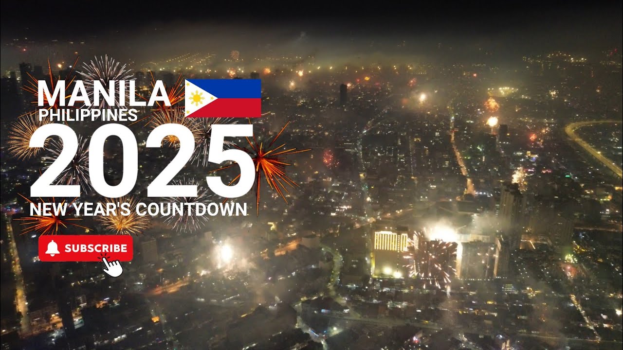 Birds eye view of fireworks at Manila Philippines HAPPY NEW YEAR 2025