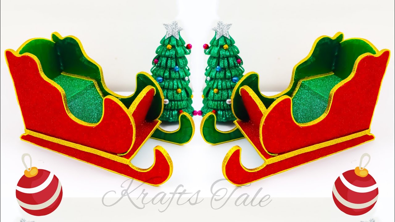 How To Make Santa Claus Sleigh At Home | Santa Claus Sleigh Cart From Cardboard | Crafts Tale