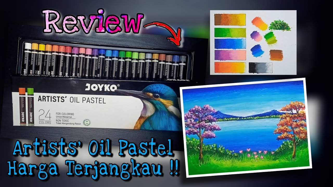 REVIEW JOYKO ARTISTS' OIL PASTEL 24 WARNA | Cara Mewarnai Gradasi Dengan Crayon/ Oil Pastel