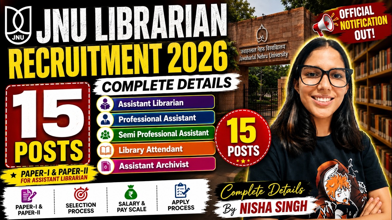JNU Librarian Recruitment 2026 | 15 Library Science Posts | JNU Librarian Vacancy 2026