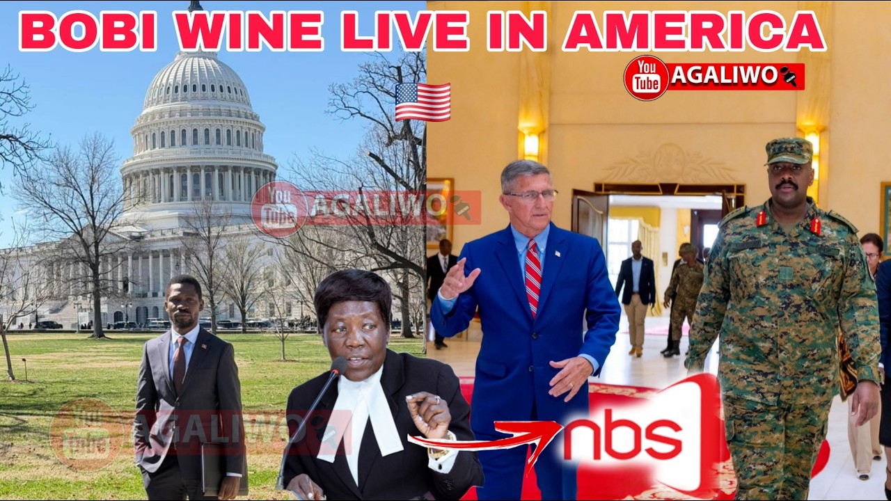 MWE! BOBI WINE WUNO MU AMERICA EWA TRUMP. ASST WE AKIKOZE NBS. GEN. MUHOOZI NE PRES. M7 BENYWEZEZA..