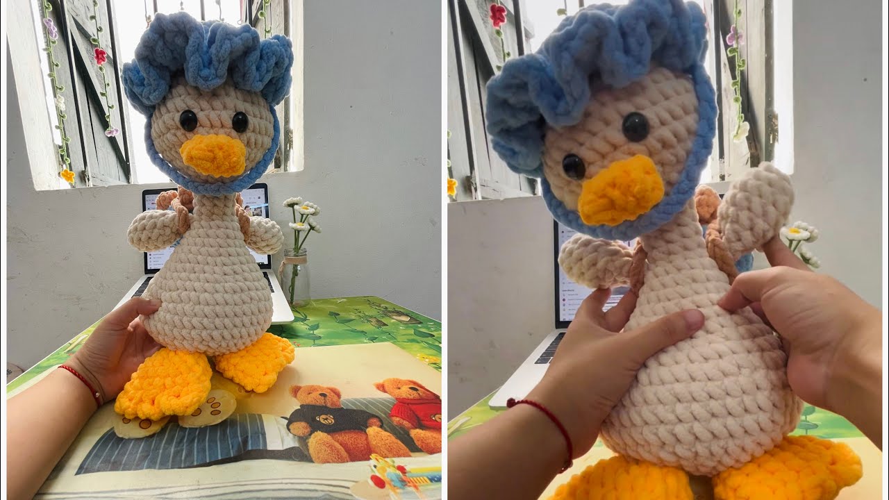 Móc chú vịt đội mũ đeo balo p2 | crochet duck #crochet #moclen #handmade #diy