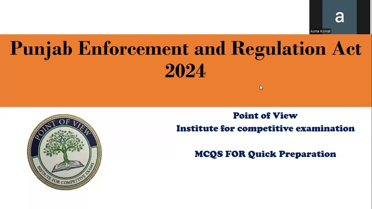 Punjab Enforcement and Regulation Act 2024 MCQs |SDEO PERA|EO PERA |PPSC |FPSC|