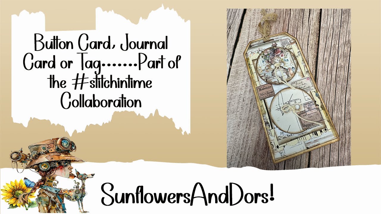 Button card style tag with extras #stitchintime Week 1