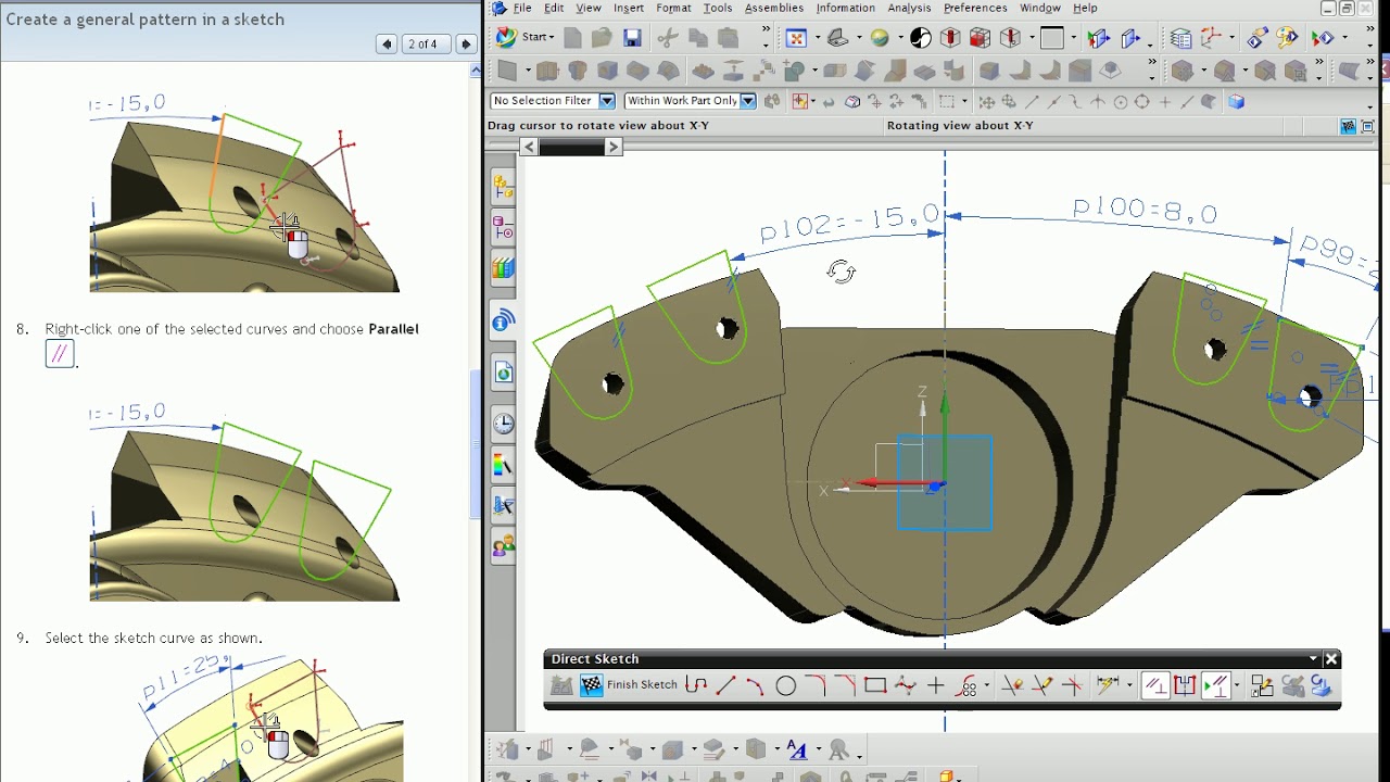 ์NX อธิบายการใช้คำสั่ง Sketch  Pattern