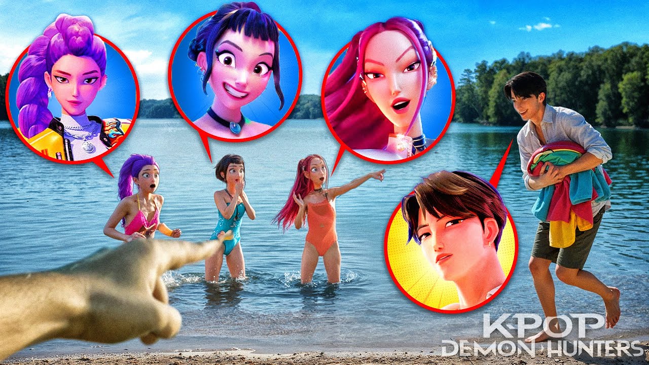 MÓJ DRON ZŁAPAŁ K POP DEMON HUNTERS PŁYWAJĄCYCH W JEZIORZE W PRAWDZIWYM ŻYCIU! ZŁAPAŁEM JINU
