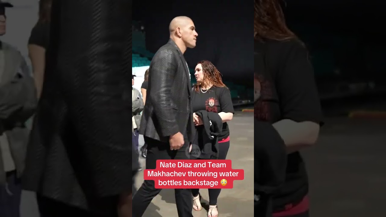 Nate Diaz and Team Makhachev were throwing water bottles backstage 😳