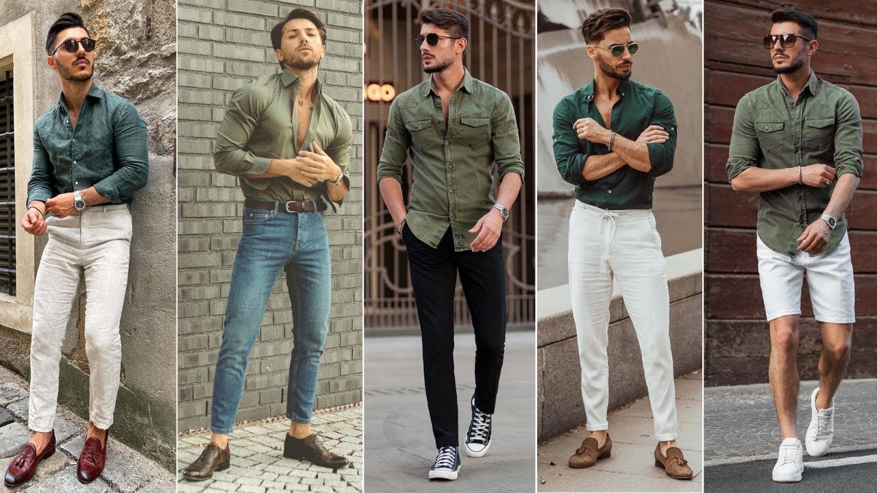 Green shirts combination ideas for men | Men fashion style lookbook | shahstyle