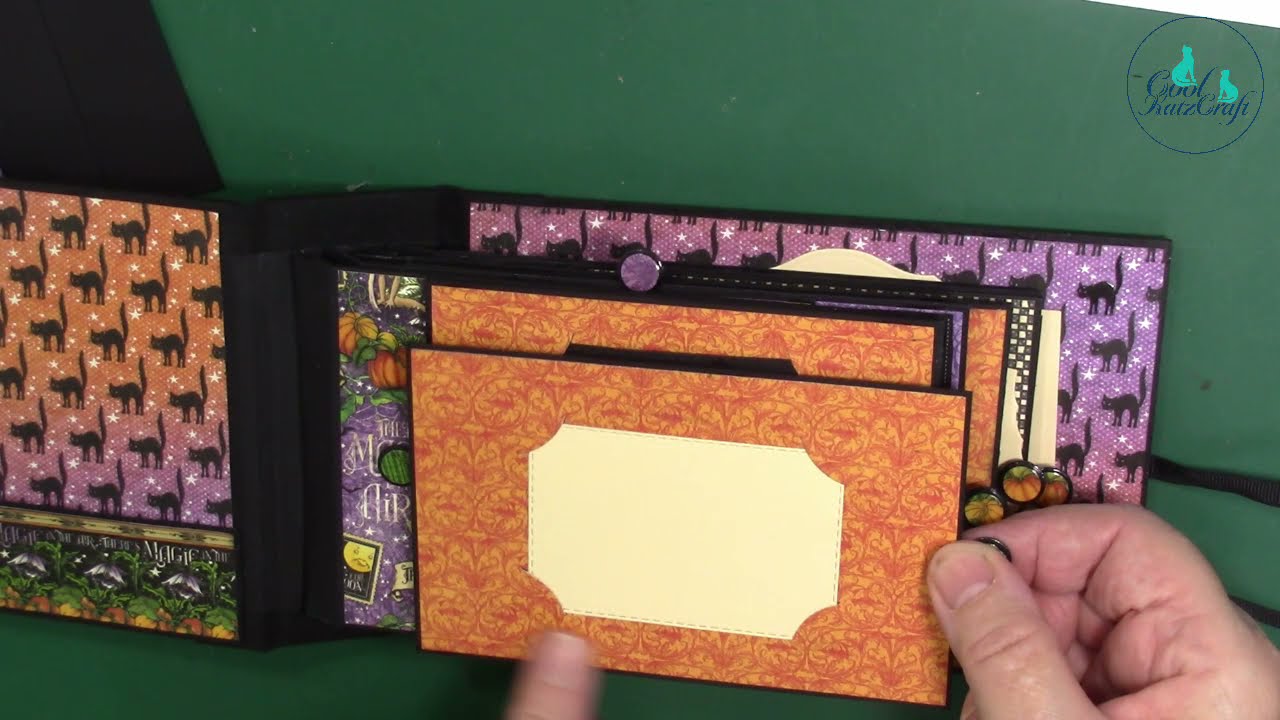 Mini Halloween Album (CoolKatzCraft Ltd) -  Making Page Tabs and Attaching the Pages