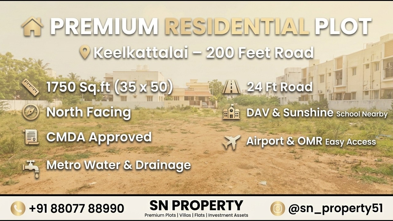 🏡 1750 Sq.Ft Premium Plot For Sale | Keelkattalai 200Feet Road | CMDA Approved Luxury Land