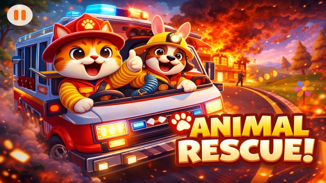 Animal Rescue Mission 🚒 | School Bus Saves Animals from Fire | PlaySeekho Kids