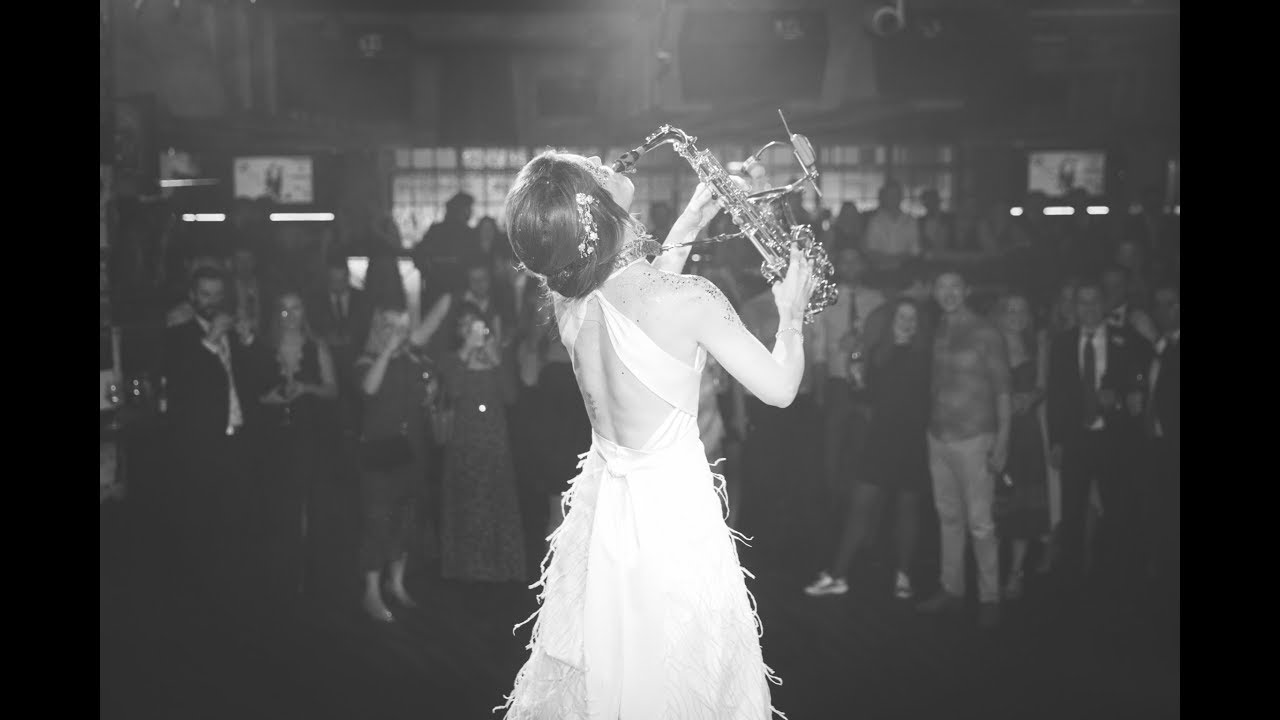 Pro sax player bride performs Jubel on her wedding day