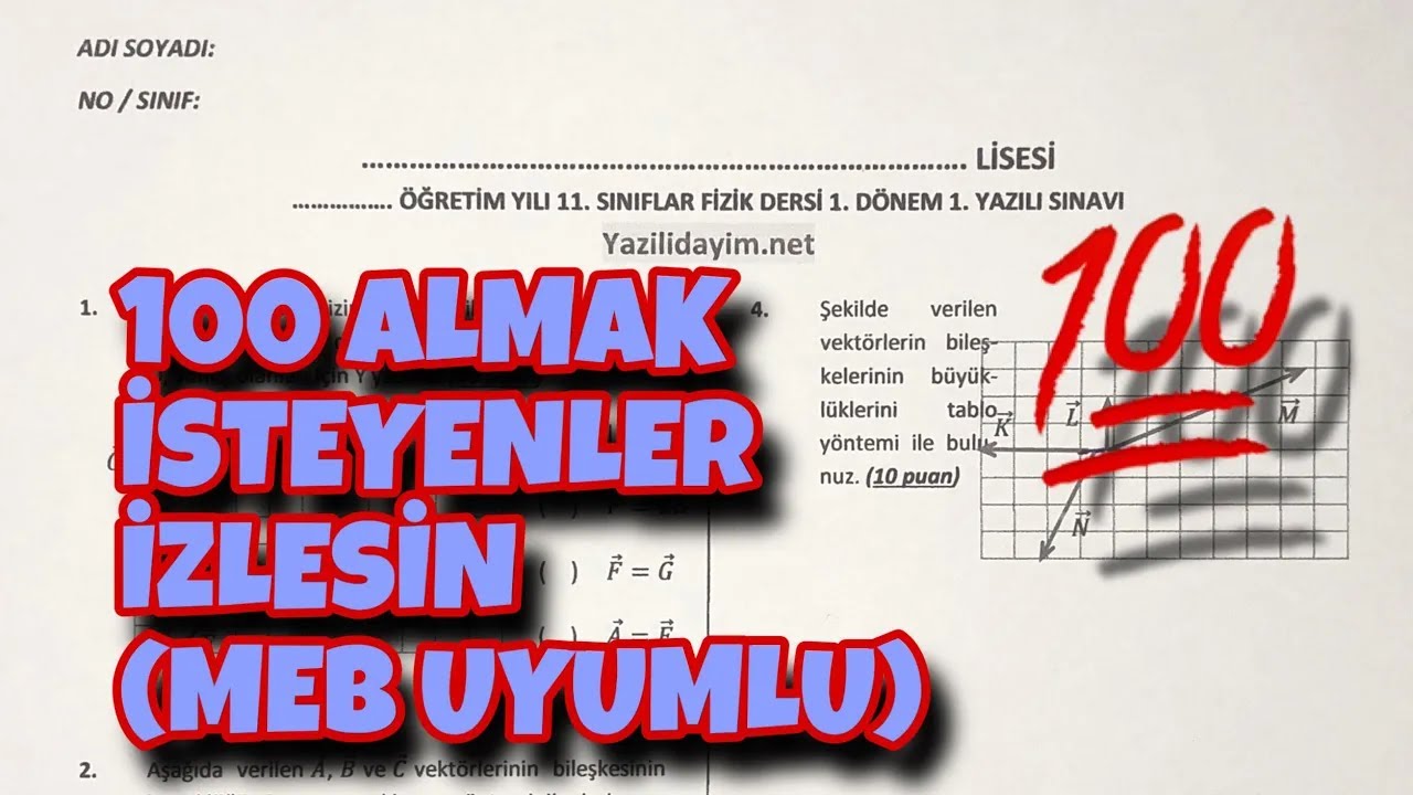 11.Sınıf Fizik 1.Dönem 1.Yazılı