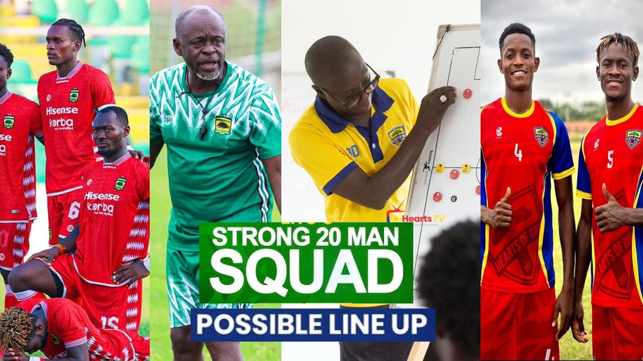 JUST IN: Kotoko & Hearts strong 20 man squad & line-up, Agbasi, Ben Asare, Dogo, Amoah,Didi & Prince