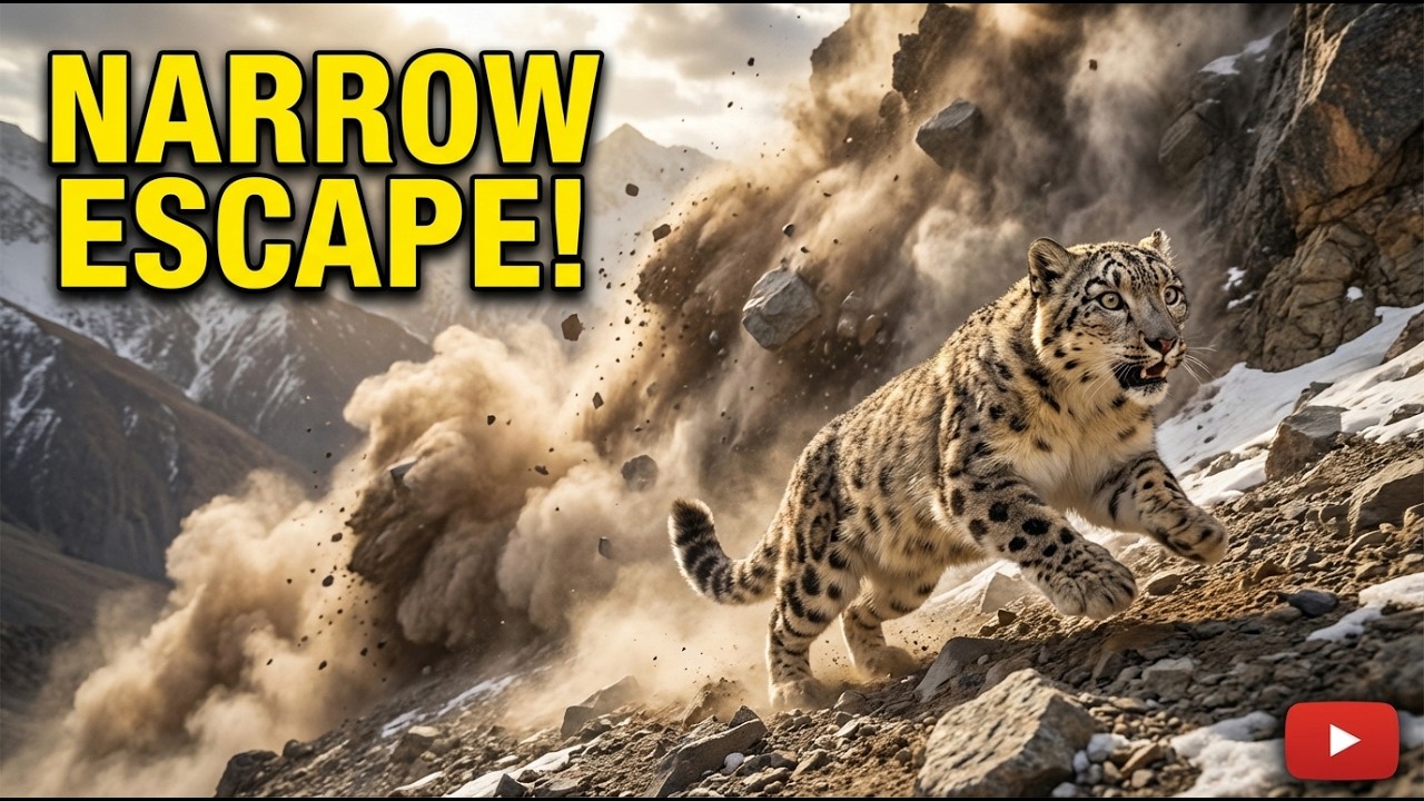Snow Leopard's Miraculous Escape from Massive Landslide! 😱
