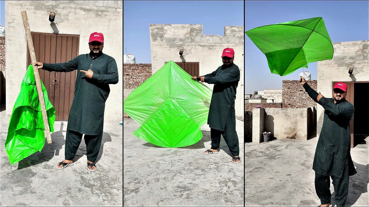 How to Make Plastic Sheet big kite and flying at home - Polypropylene kite - Polyethylene Poly kite