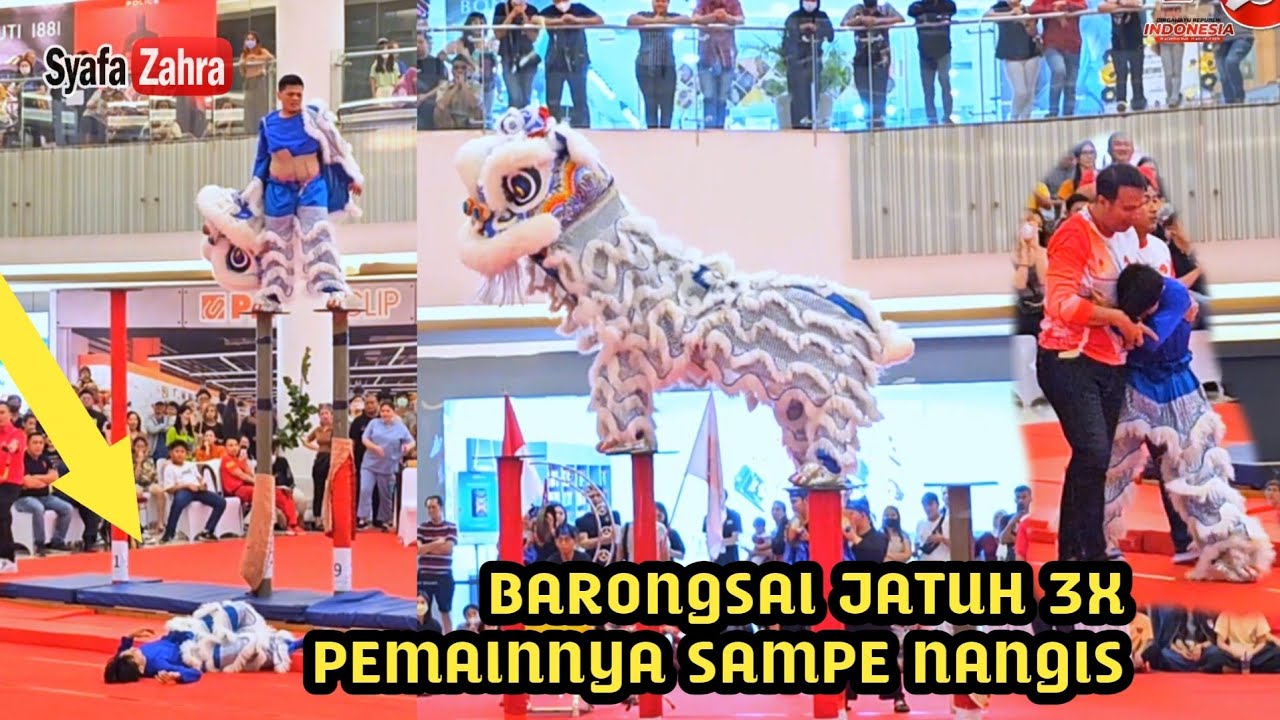 🔴 ATRAKSI BARONGSAI JATUH - ACROBATIC LION DANCE FAIL