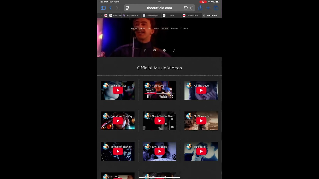 Website songs of the band! I saw this is called the outfields! Amazing right?
