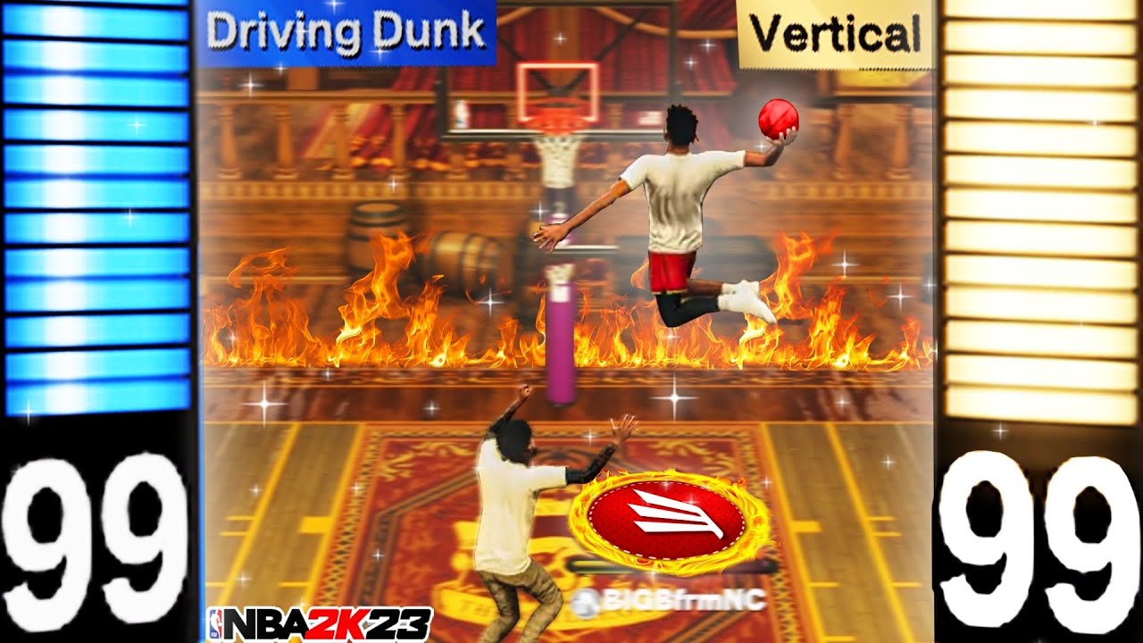 The POWER of a 99 DRIVING DUNK + 99 VERTICAL is UNSTOPPABLE on the 1V1 COURT on NBA 2K23