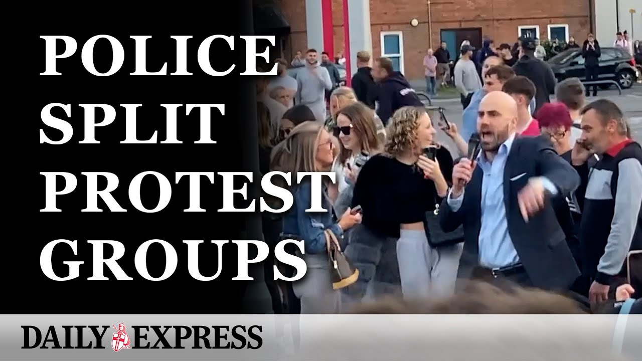 UK riots: Protesters and counter protesters face off in Aldershot