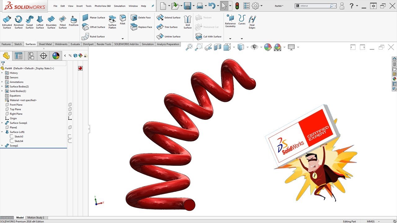 How to Create a Tapered Curved Spring for the 2018 SolidWorks CSWE(+Free Practice Problem)
