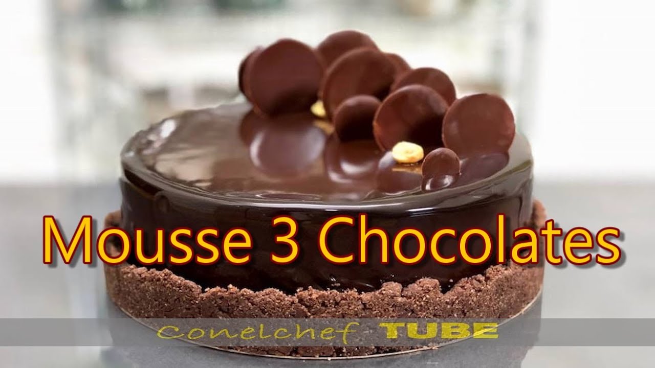 Pastel mousse de tres chocolates