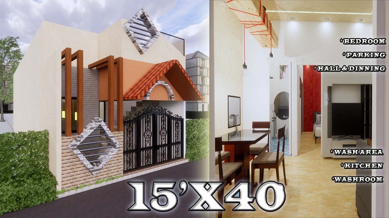 15X40 Feet Split Level House Design with Interior