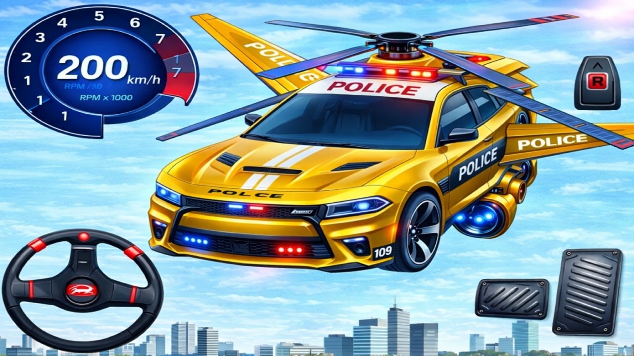 Dodge 2025 Police Flying Car Simulator 🚓🚁 | Steering Wheel & Full Dashboard Gameplay – Android