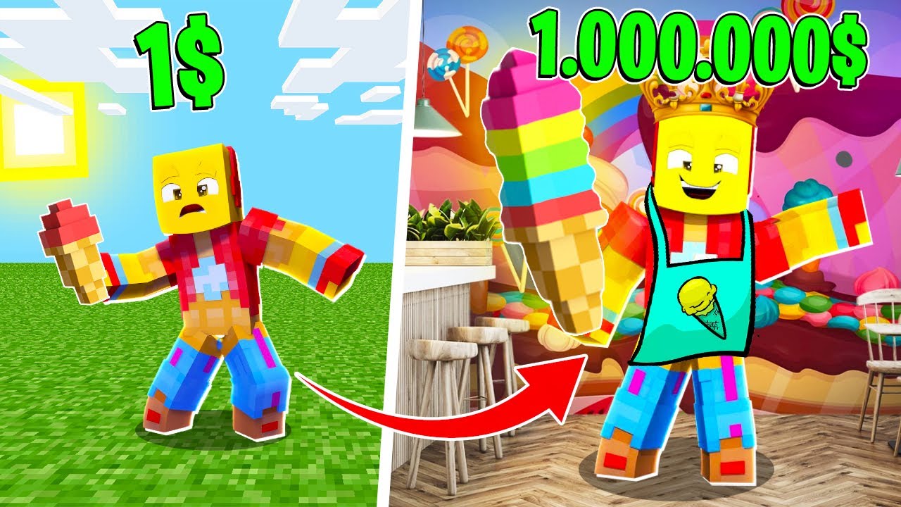 PASO DE VAGABUNDO A MILLONARIO en MINECRAFT - HELADERIA SIMULATOR