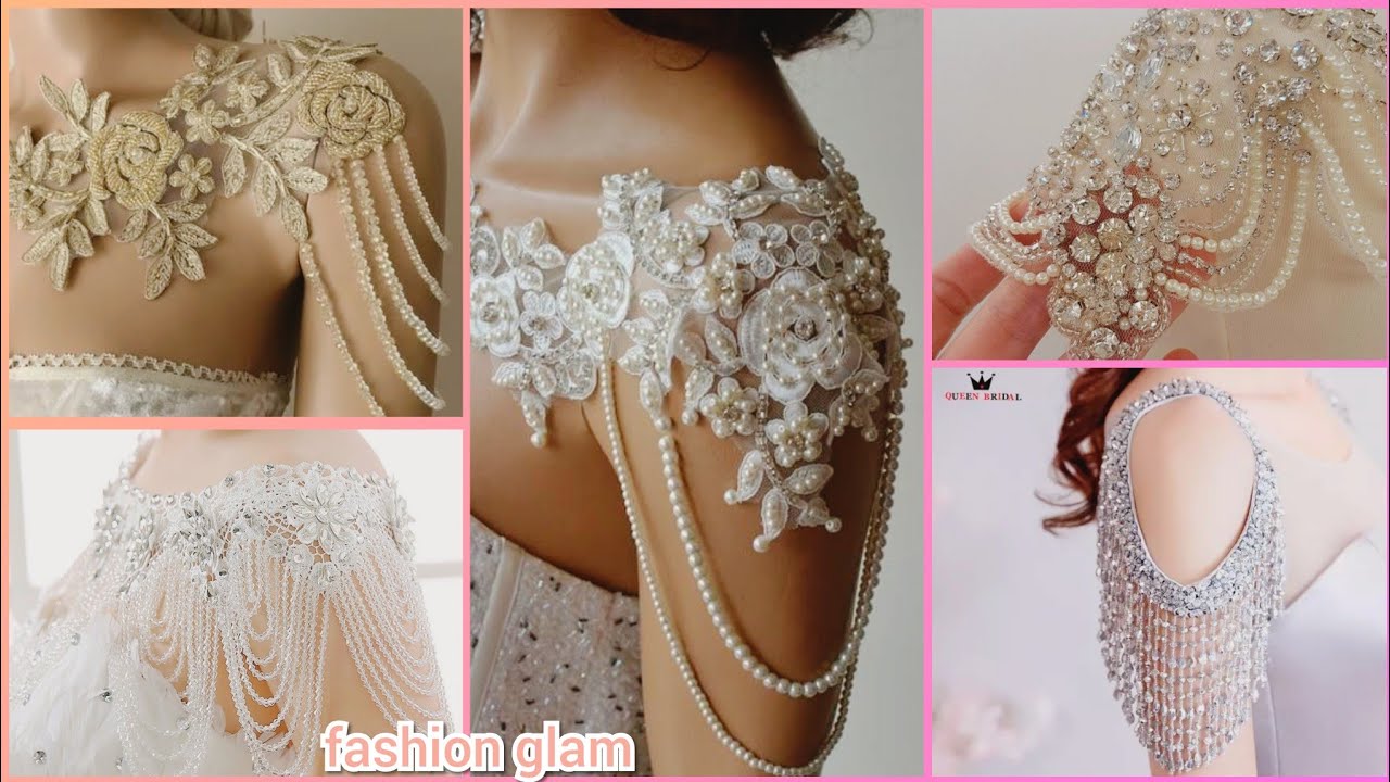 gorgeous beaded lace shoulder jewellery/pearls and beads sleeves styles