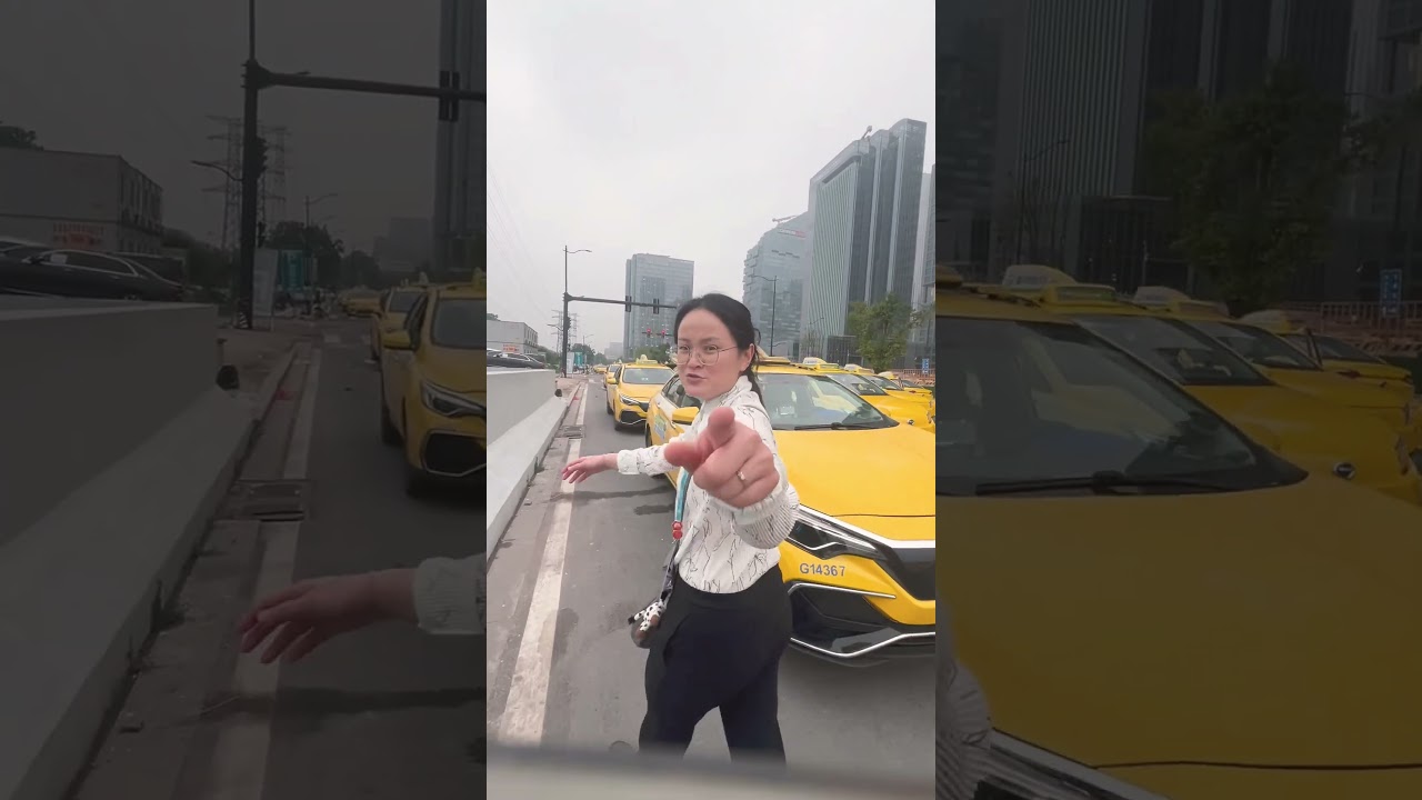 중국 광저우 전시회장 옆 엄청난 수의 택시들