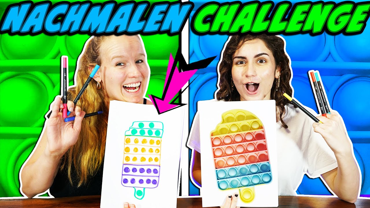 WER FIDGET TOY BESSER MALT, DARFS BEHALTEN! Nachmalen Challenge mit Pop its & Oktopus Dania vs Kathi