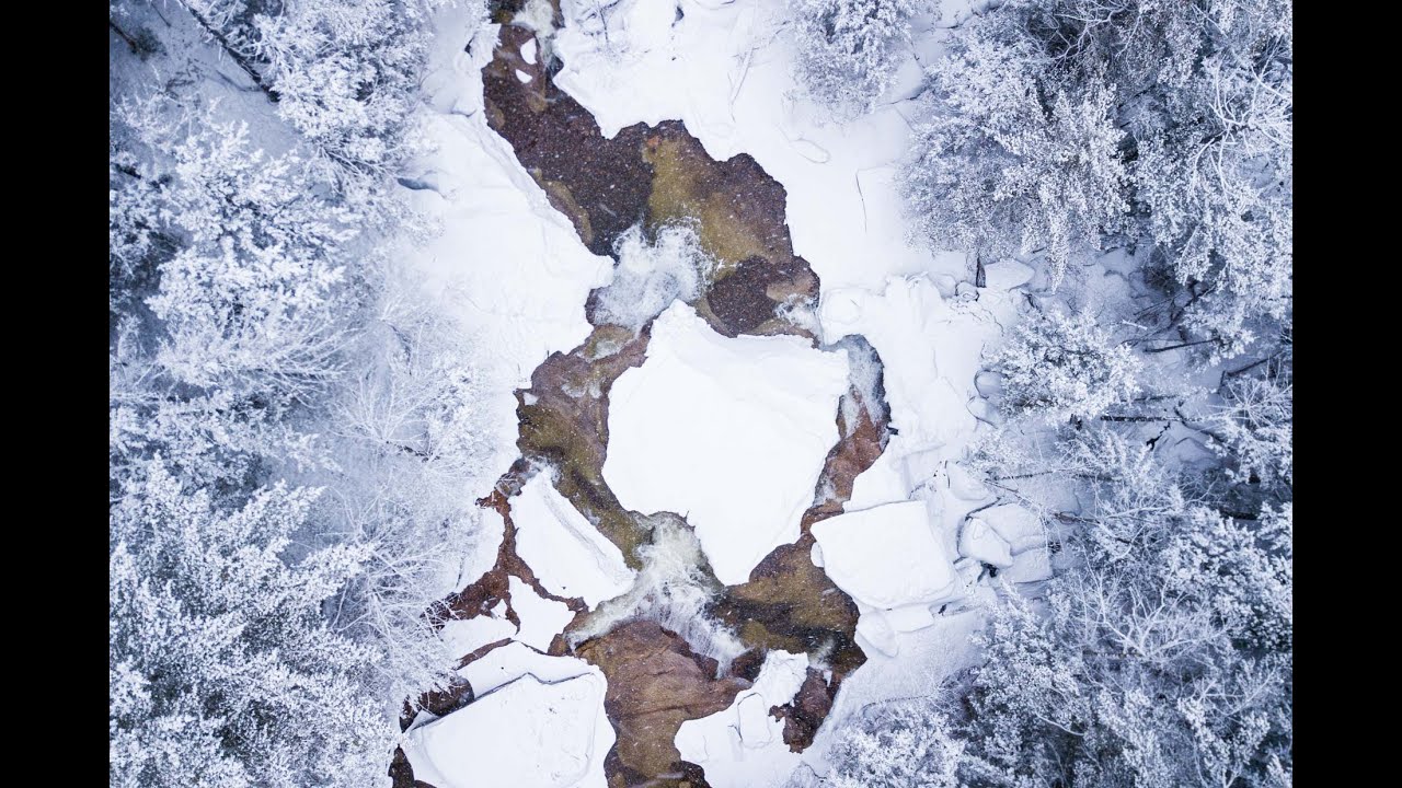 Drone Captures Breathtaking Winter Scenes At Diana's Baths Near North Conway, Nh