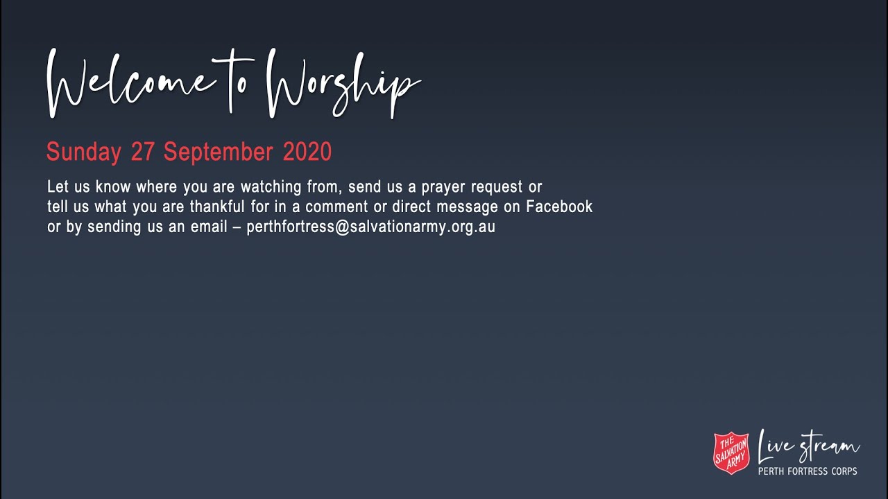Worship Service Sunday 27 September 2020