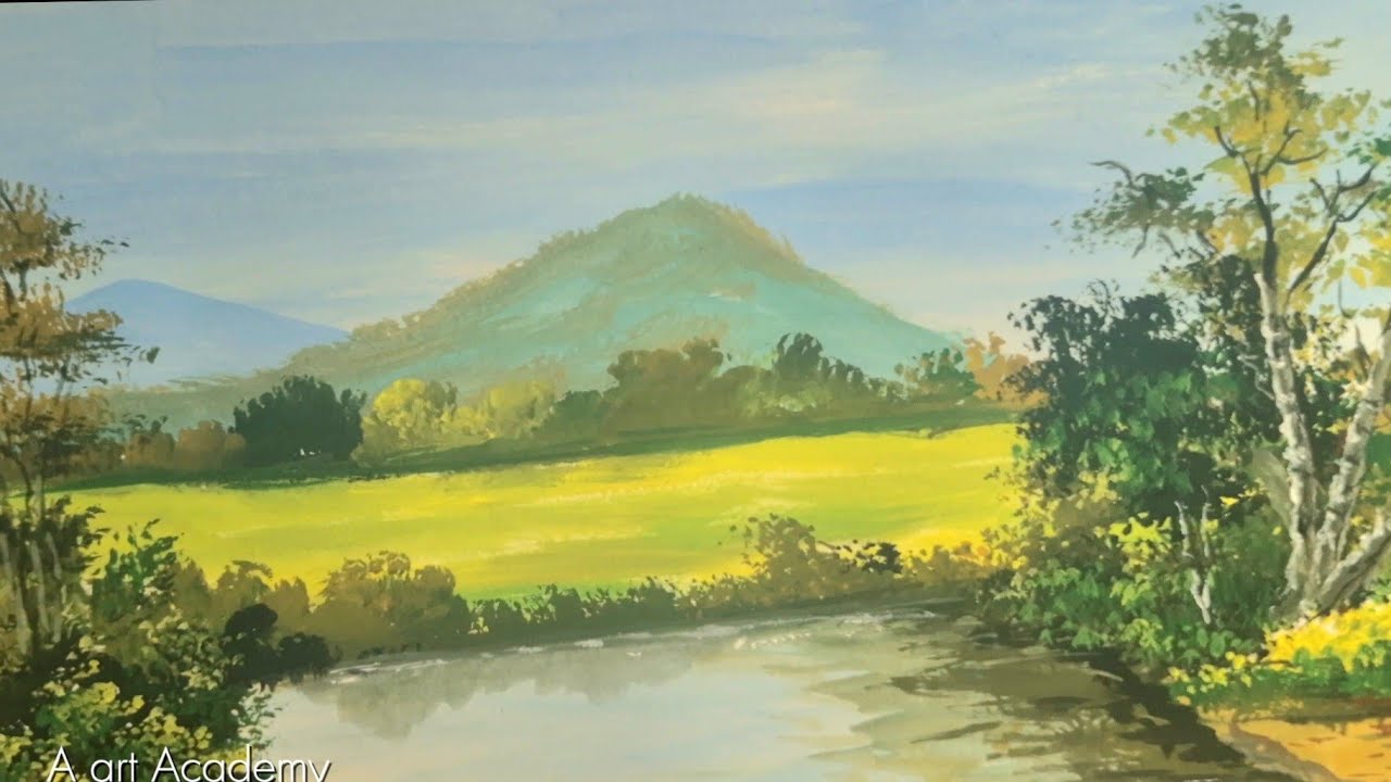 1️⃣ Beautiful Mountain Landscape Painting | Acrylic Scenery Art Tutorial | Easy Nature Painting