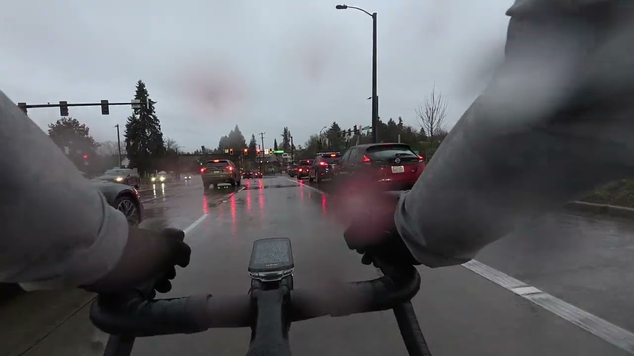 rainy morning bike commute in seattle