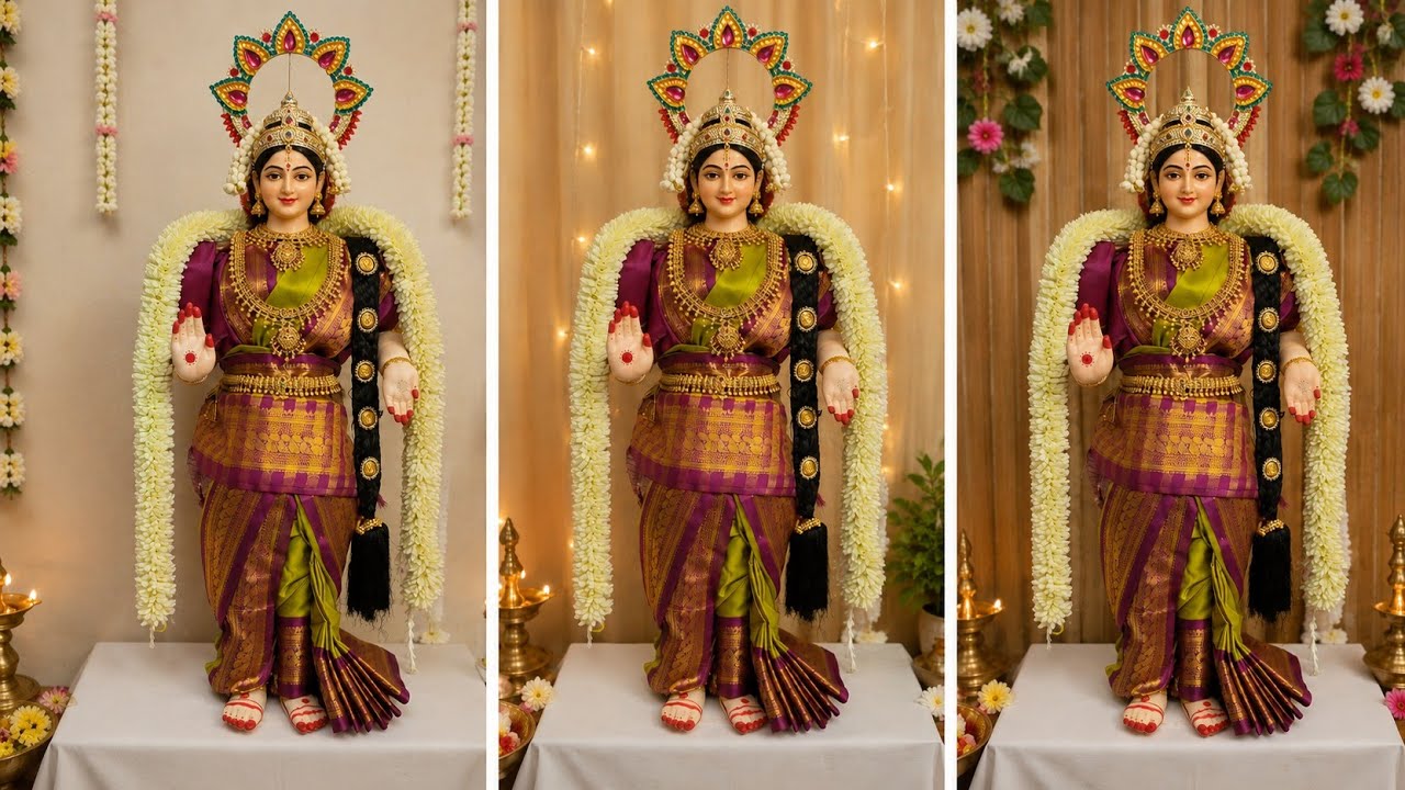 Madikattu Saree draping/ Saree draping for Varamahalakshmi decoration/Varamahalakshmi Saree Draping