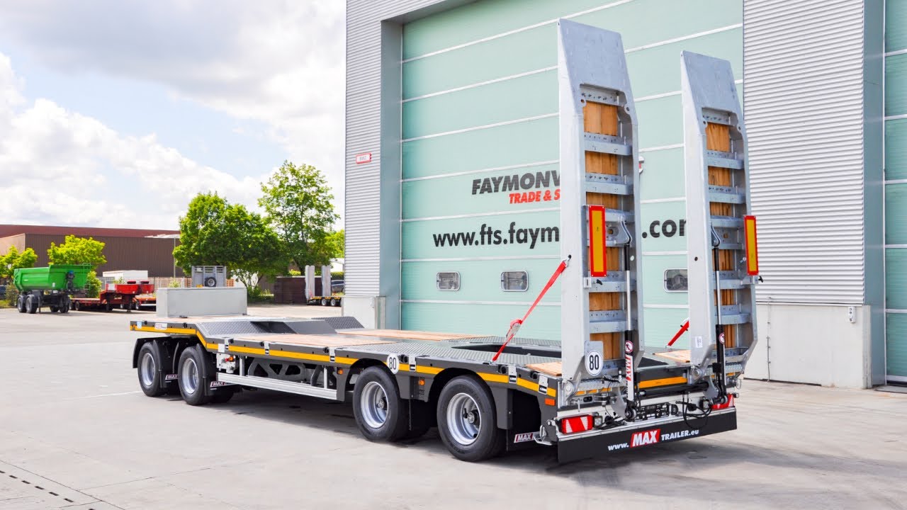 MAX Trailer - MAX600 trailer w/ offset loading platform, 4 axles, excavator trough & single ramps