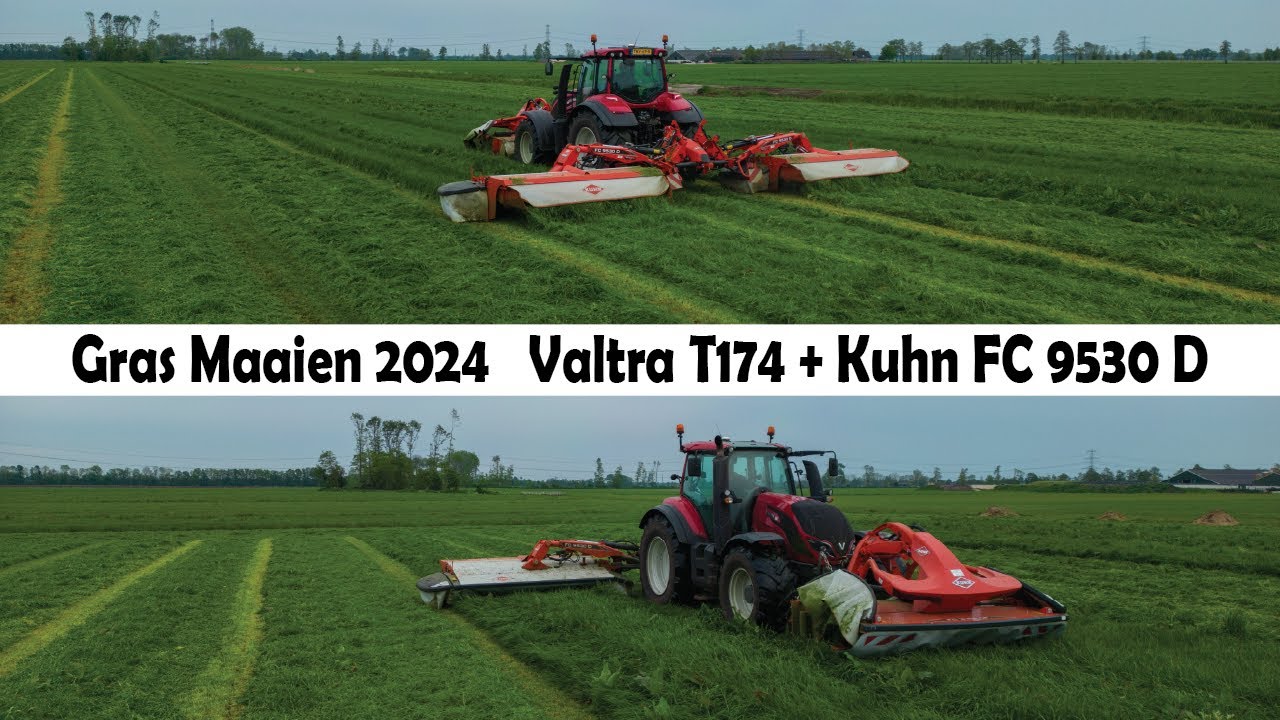 GRAS MAAIEN 2024 | Valtra T174 met Kuhn FC 9530 D | Melkveehouderij Euving