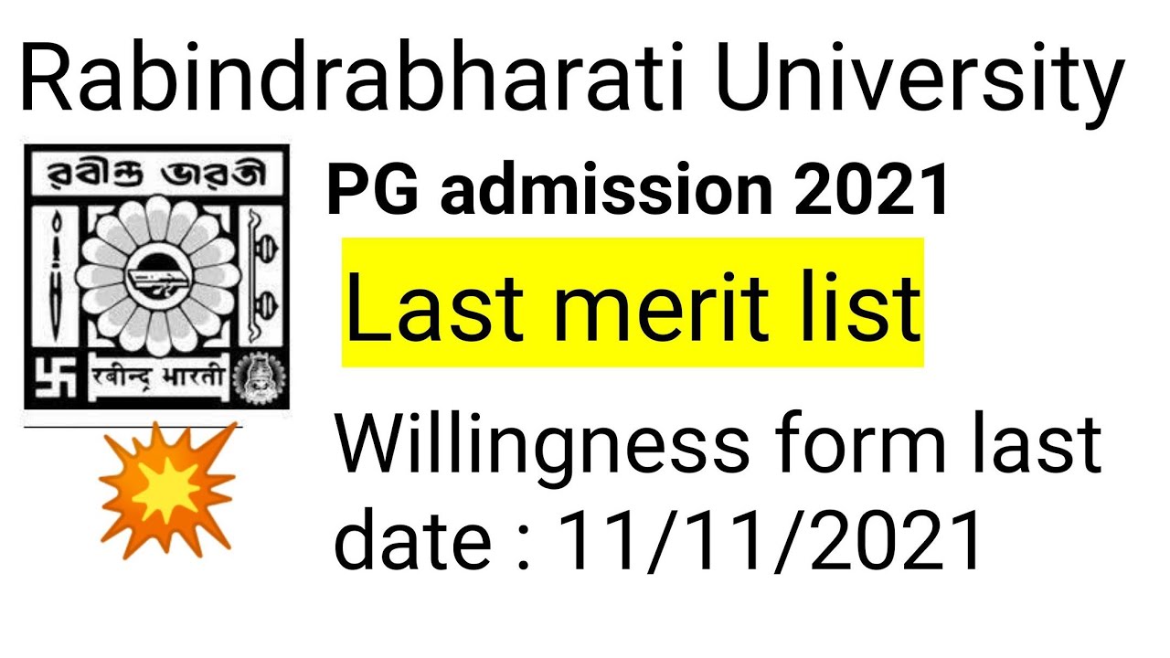 RBU PG admission 2021 || last merit list publish date || willingness form || last date ||