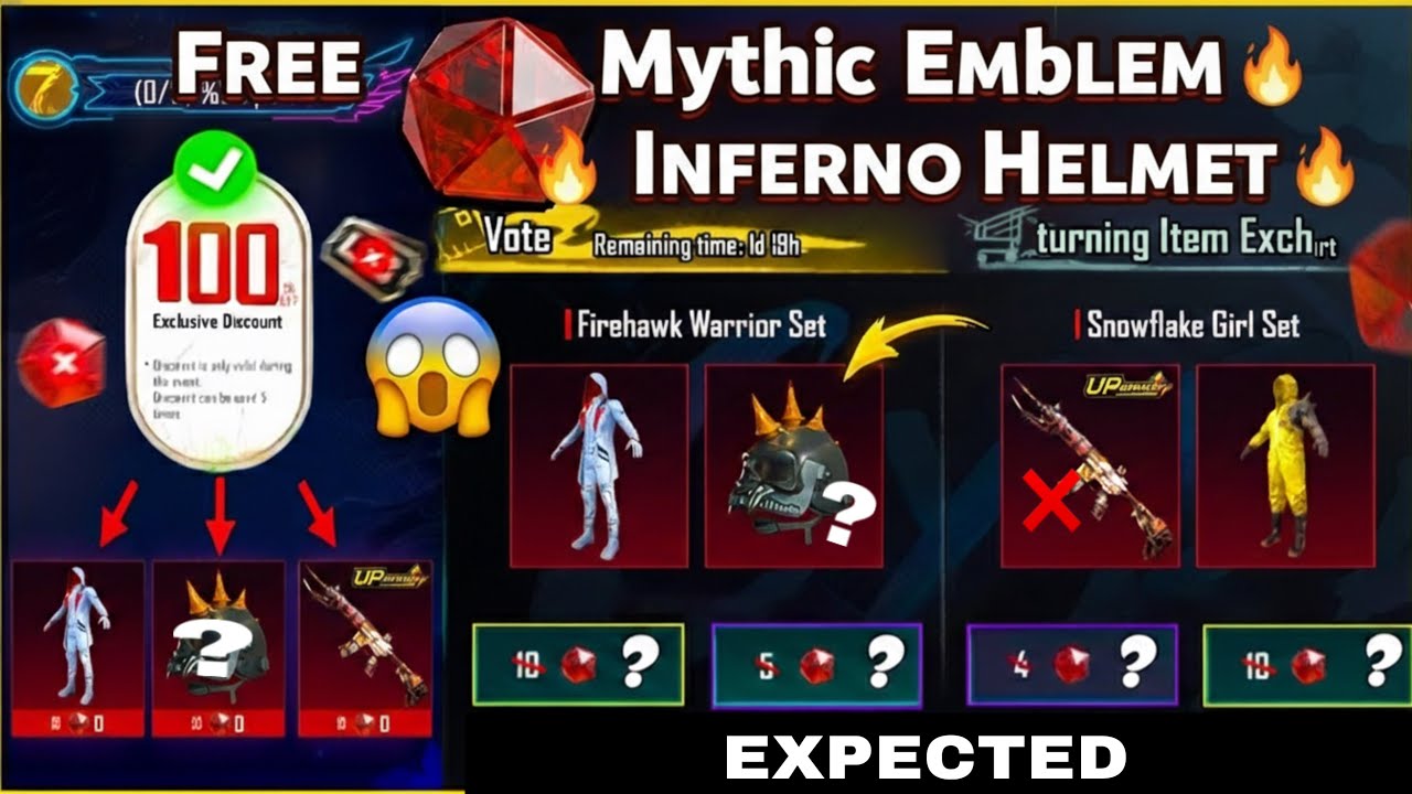 INFERNO HELMET & Get Free Mythic Emblems & Upgradable Guns ? & Old Rare Mythic Set | PUBGM