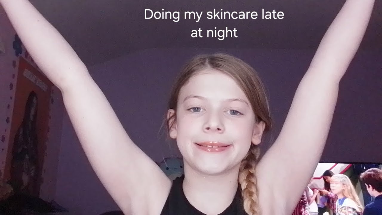 Doing my skincare late at night.